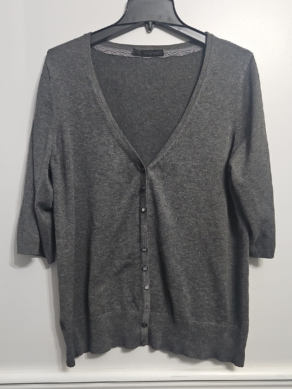 Maurices Dark Gray V-Neck Button Cardigan
